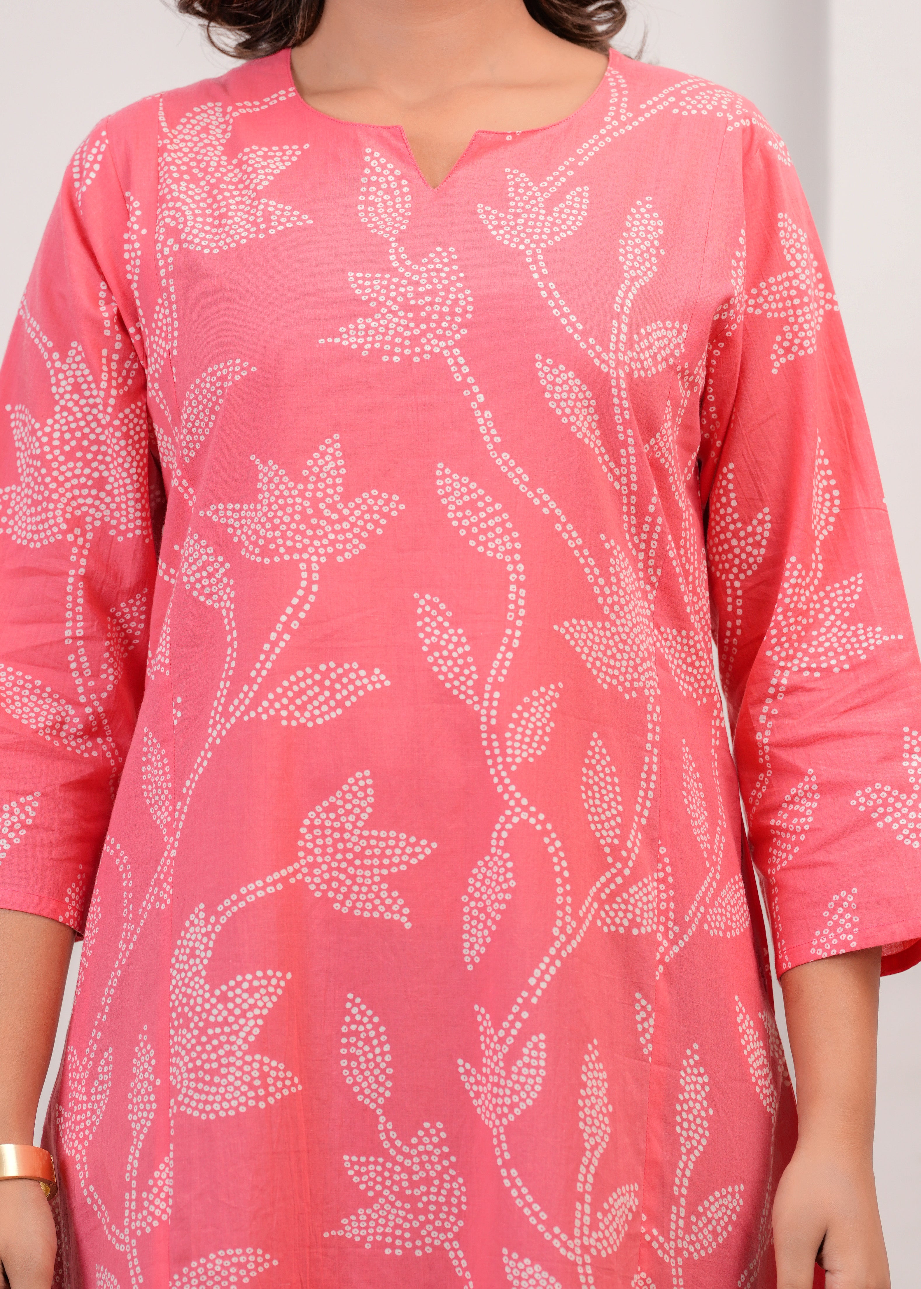 Coral Pink Floral A-line Dress